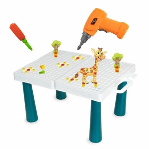 Развивающий детский конструктор CITIZEN с отверткой и гаечным ключом / Креативная 2D и 3D мозаика, 252 детали, 8 наклеек