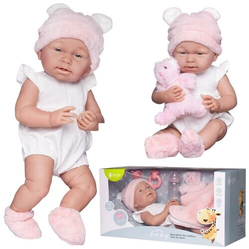 Реалистичная кукла "Пупс Junfa Pure Baby в белом с оборками боди" Junfa от компании М.Видео - фото 1