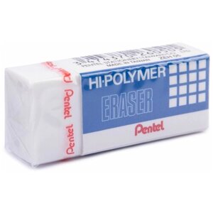 Резинка стирательная PENTEL (Япония) Hi-polymer eraser, 43х17,5х11,5 мм, белая, картонный держатель, ZEH-05,48 шт.)