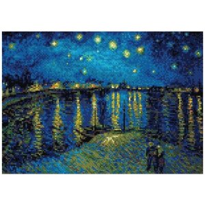 Риолис Набор алмазной вышивики Звездная ночь над Роной по мотивам картины В. Ван Гога (АМ0044) 38х27см