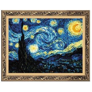 Риолис Набор для вышивания крестом Звёздная ночь (по мотивам картины В. Ван Гога) 40 х 30 см (1088) разноцветный