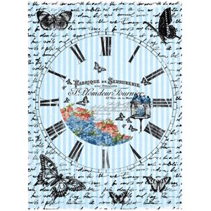 Рисовая бумага для декупажа Craft Premier "Часы с бабочками", 28 х 38 см