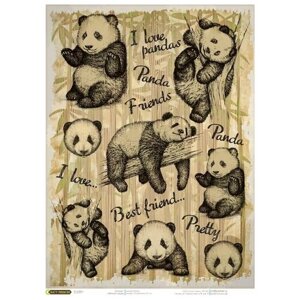 Рисовая бумага для декупажа Craft Premier "Мягкие панды", формат А4