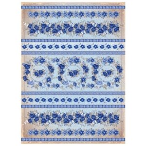 Рисовая бумага для декупажа Craft Premier "Синие цветы полоски", формат А3