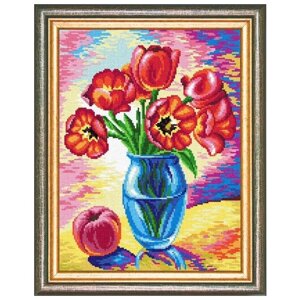 Рисунок на канве Borovsky&Sons (страмин), Чарiвниця, Букет тюльпанов, 30*40 см (J27)