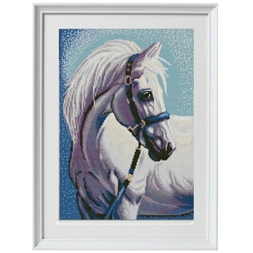 Рисунок на ткани (Бисер) конёк арт. 1304 Белая лошадь 29х39 см от компании М.Видео - фото 1