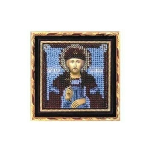 Рисунок на ткани Икона Св. Князь Борис 6,5х6,5 см. для вышивки нитками и бисером. от компании М.Видео - фото 1