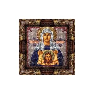 Рисунок на ткани Икона "Святая Праведная Вероника (Виринея) 6,5х6,5 см. для вышивки нитками и бисером.