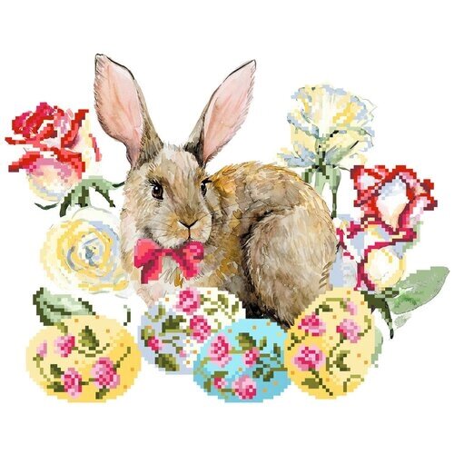 Рисунок на ткани Матренин Посад "Пасхальный кролик", шелк, (бисер не входит) (размер канвы)-28х34см, (размер вышивки)-20х26см от компании М.Видео - фото 1