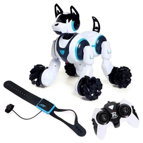Робот-собака «Кибер пёс», световые и звуковые эффекты, работает от аккумулятора, цвет белый от компании М.Видео - фото 1