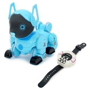 Робот-собака "Паппи", радиоуправляемый, световые и звуковые эффекты, работает от аккумулятора, цвет голубой