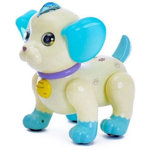Робот-собака, "Умный питомец", радиоуправляемый, русский звуковой чип, цвет бело-голубой от компании М.Видео - фото 1