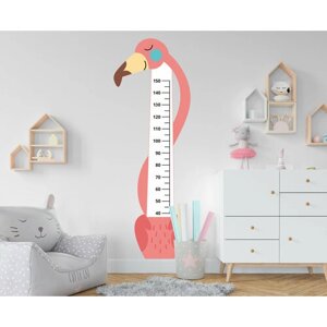 Ростомер детский на стену наклейка "Фламинго" С контурной резкой