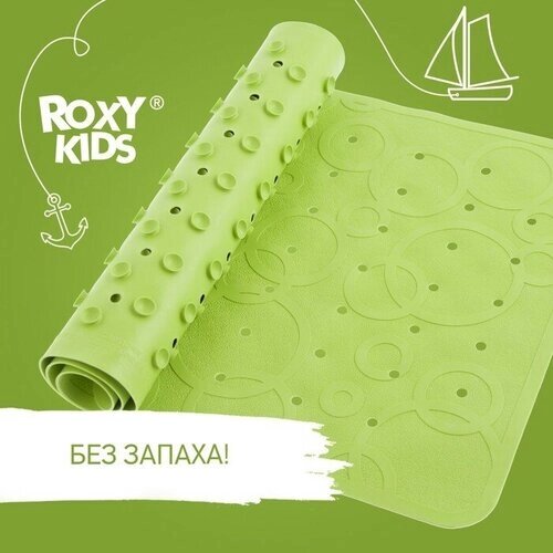 Roxy-kids Антискользящий резиновый коврик для ванны, р-р 34,5х76см, цвет салатовый (с отверст) от компании М.Видео - фото 1