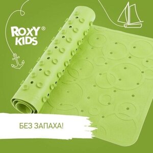 Roxy-kids Антискользящий резиновый коврик для ванны, р-р 34,5х76см, цвет салатовый (с отверст)