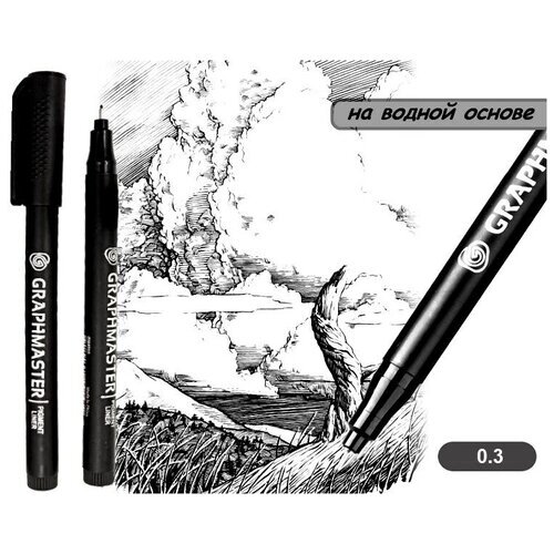 Ручка капиллярная черная толщина линии 0,3мм, 5 штук, чернила на водной основе. от компании М.Видео - фото 1