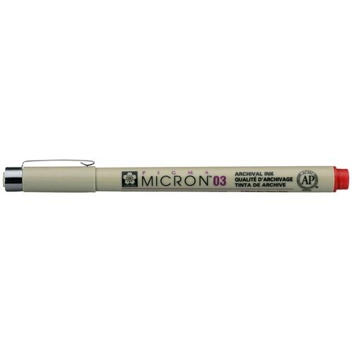 Ручка капиллярная Sakura Pigma Micron 03, толщина линии 0.35 мм, цвет красный от компании М.Видео - фото 1