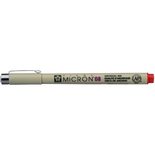 Ручка капиллярная Sakura Pigma Micron 08, толщина линии 0.5 мм, цвет красный от компании М.Видео - фото 1