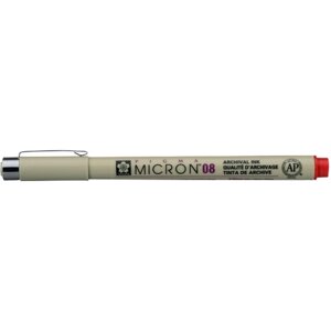 Ручка капиллярная Sakura Pigma Micron 08, толщина линии 0.5 мм, цвет красный