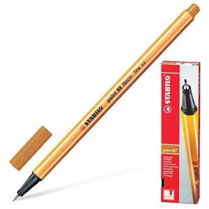 Ручка капиллярная Stabilo Point, корпус оранжевый, толщина письма 0,4 мм, темная охра