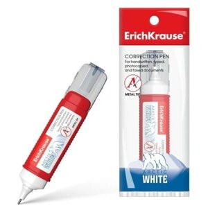 Ручка-корректор 12мл Erich Krause ARCTIC WHITE, с металлическим наконечником, в пакетике