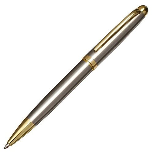 Ручка подарочная, шариковая "Классика" в кожзам футляре, поворотная, корпус серебро с золотым от компании М.Видео - фото 1