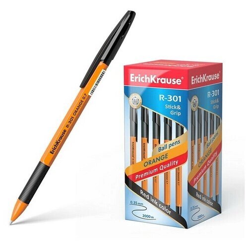 Ручка шариковая ErichKrause R-301 Orange Stick&Grip 0.7, цвет чернил чёрный (в коробке по 50 шт.) от компании М.Видео - фото 1