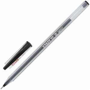 Ручка шариковая масляная STAFF «Basic», черная, корпус матовый, игольчатый узел 0,6 мм, линия письма 0,3 мм, 143022