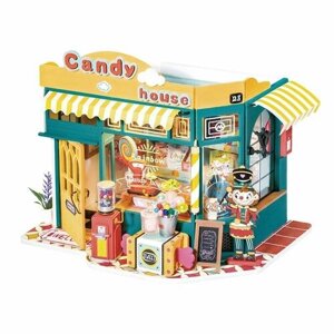 Румбокс интерьерный конструктор Радужный конфетный домик Robotime Rainbow Candy House