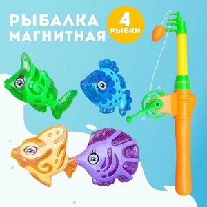 Рыбалка магнитная «Красивые рыбки»1 удочка, 4 рыбки, микс