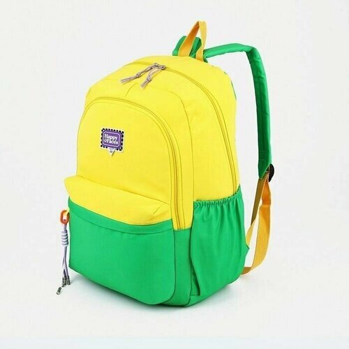 Рюкзак 2 отдела на молнии, 4 наружных кармана, цвет жёлтый/зелёный от компании М.Видео - фото 1