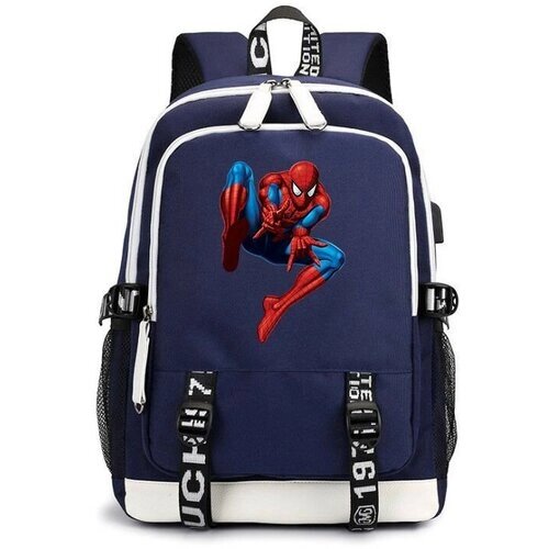 Рюкзак Человек паук (Spider man) синий с USB-портом №3 от компании М.Видео - фото 1