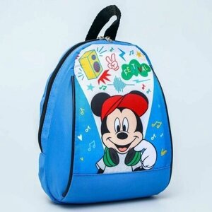 Рюкзак детский, 20x13x26, на молнии, голубой, Микки Маус и его друзья