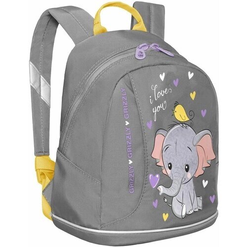 Рюкзак детский для девочки, дошкольный, для малышей, в садик GRIZZLY (серый) от компании М.Видео - фото 1