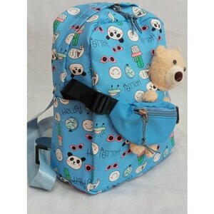 Рюкзак дошкольный с игрушкой голубой, для девочек и мальчиков