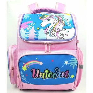 Рюкзак "Единорог" для девочки розовый для младших классов в школу / ранец / портфель / для первоклассницы / сумка