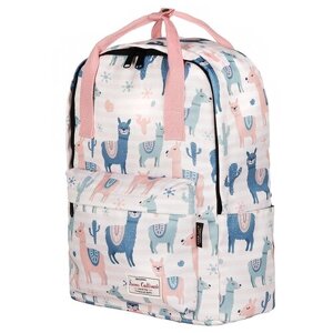 Рюкзак / Forever Cultivate / 920 Рюкзак-сумка Ламы на розовых полосках 40х14х29 см / розово-белый