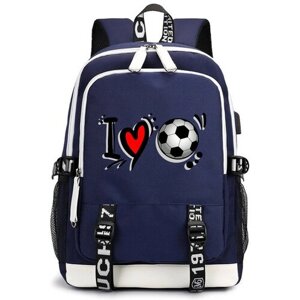 Рюкзак Футбол с USB-портом темно-синий №3