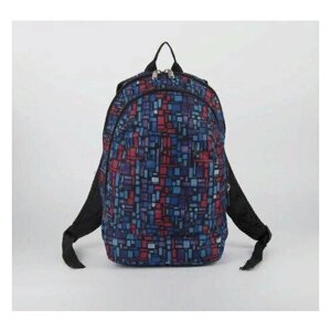 Рюкзак городской, молодежный, школьный 2 отдела текстиль синий/красный