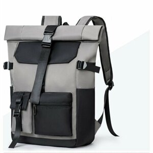 Рюкзак молодёжный, для учебы, работы, ноутбука, школьный CityFOX. Looks of the City RK-12/серый-черный_карман