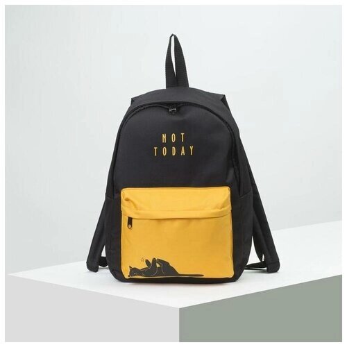 Рюкзак молодежный TEXTURA отдел на молнии, наружный карман, цвет черный-оранжевый от компании М.Видео - фото 1