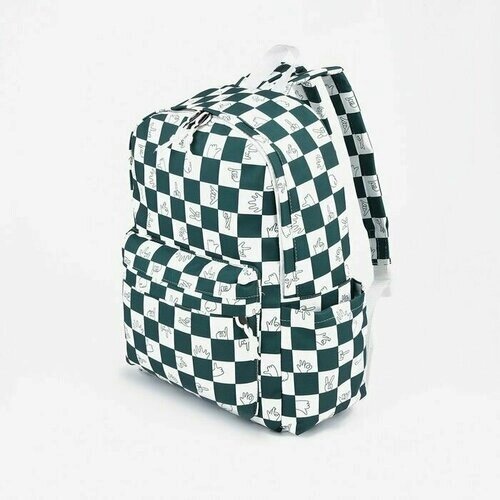Рюкзак на молнии, 4 наружных кармана, цвет белый/зелёный от компании М.Видео - фото 1