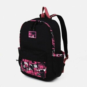 Рюкзак на молнии, цвет чёрный/розовый