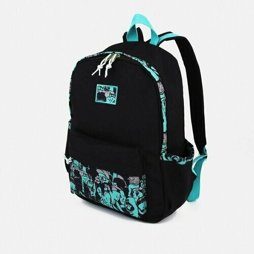 Рюкзак на молнии, цвет чёрный/зелёный от компании М.Видео - фото 1