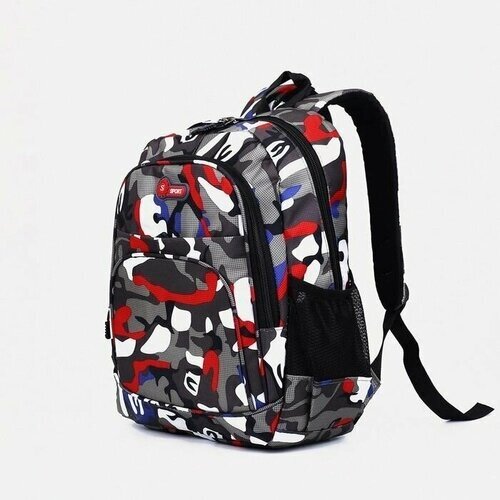 Рюкзак на молнии, наружный карман, цвет серый/красный от компании М.Видео - фото 1