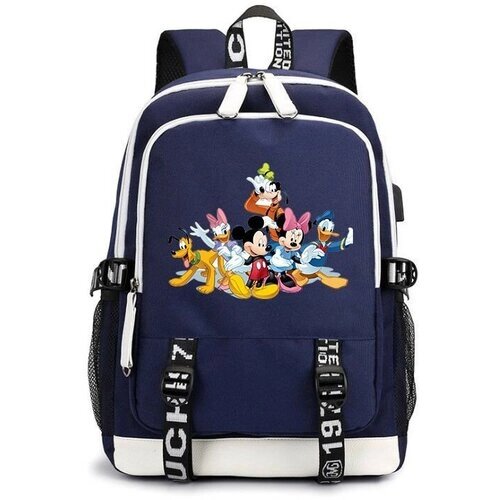 Рюкзак персонажи Микки Маус (Mickey Mouse) синий с USB-портом №3 от компании М.Видео - фото 1