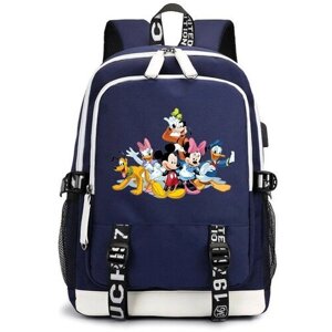 Рюкзак персонажи Микки Маус (Mickey Mouse) синий с USB-портом №3