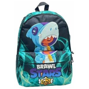 Рюкзак школьный Brawl Stars LEON, бирюзовый/черный (40х30х12см) / Рюкзак для школы, для спорта и путешествий