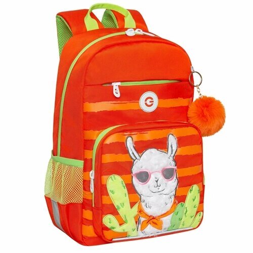 Рюкзак школьный для девочки подростка, с ортопедической спинкой, для средней школы, GRIZZLY, (оранжевый) от компании М.Видео - фото 1
