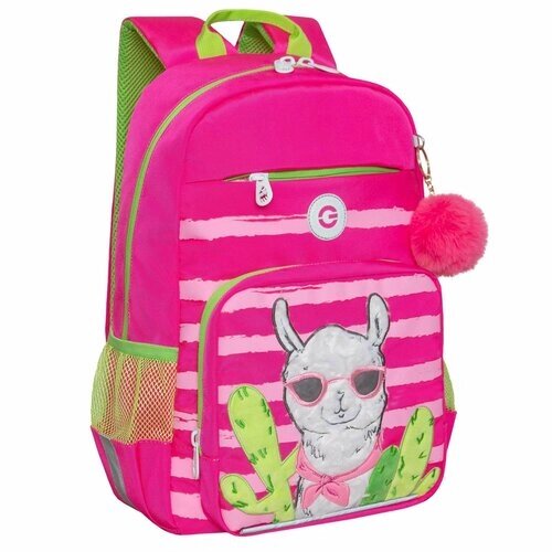 Рюкзак школьный для девочки подростка, с ортопедической спинкой, для средней школы, GRIZZLY, (розовый) от компании М.Видео - фото 1